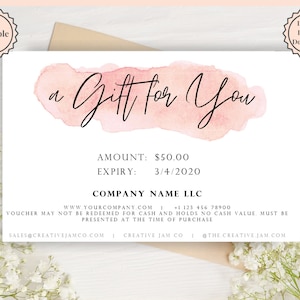 Gift Certificate Template, Editable Gift Card template, Gift Voucher, DIY Shop Voucher Template. DIY Coupons for last minute gift. Editable.