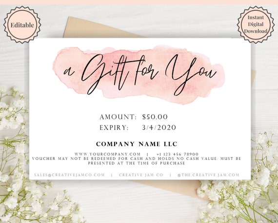 Gift Certificate Template, Editable Gift Card Template, Gift Voucher, DIY  Shop Voucher Template. DIY Coupons for Last Minute Gift. Editable. 