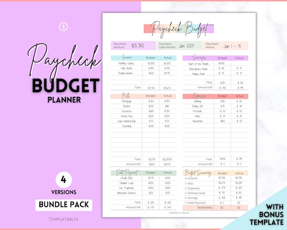 Paycheck Budget Planner, EDITABLE Budget by Paycheck Template, PDF Printable Budget Tracker, Finance Planner, Zero Based Budget Sheet Binder