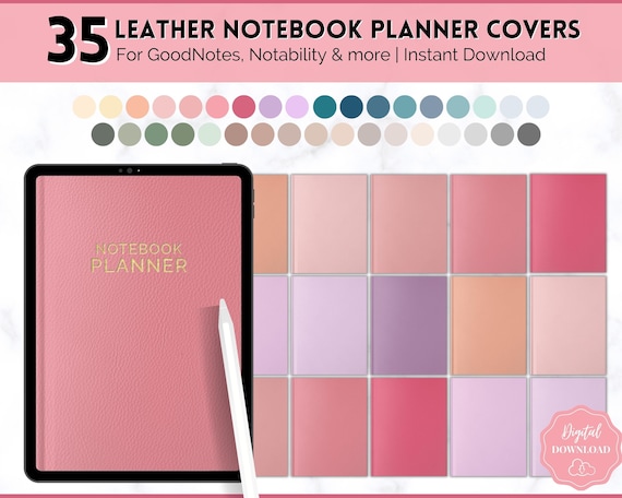 Minimalist Digital Notebook Covers, 35 Digital Planner Covers, GoodNotes Digital Journal Cover, iPad, Agenda Binder, 35 colors, Minimal