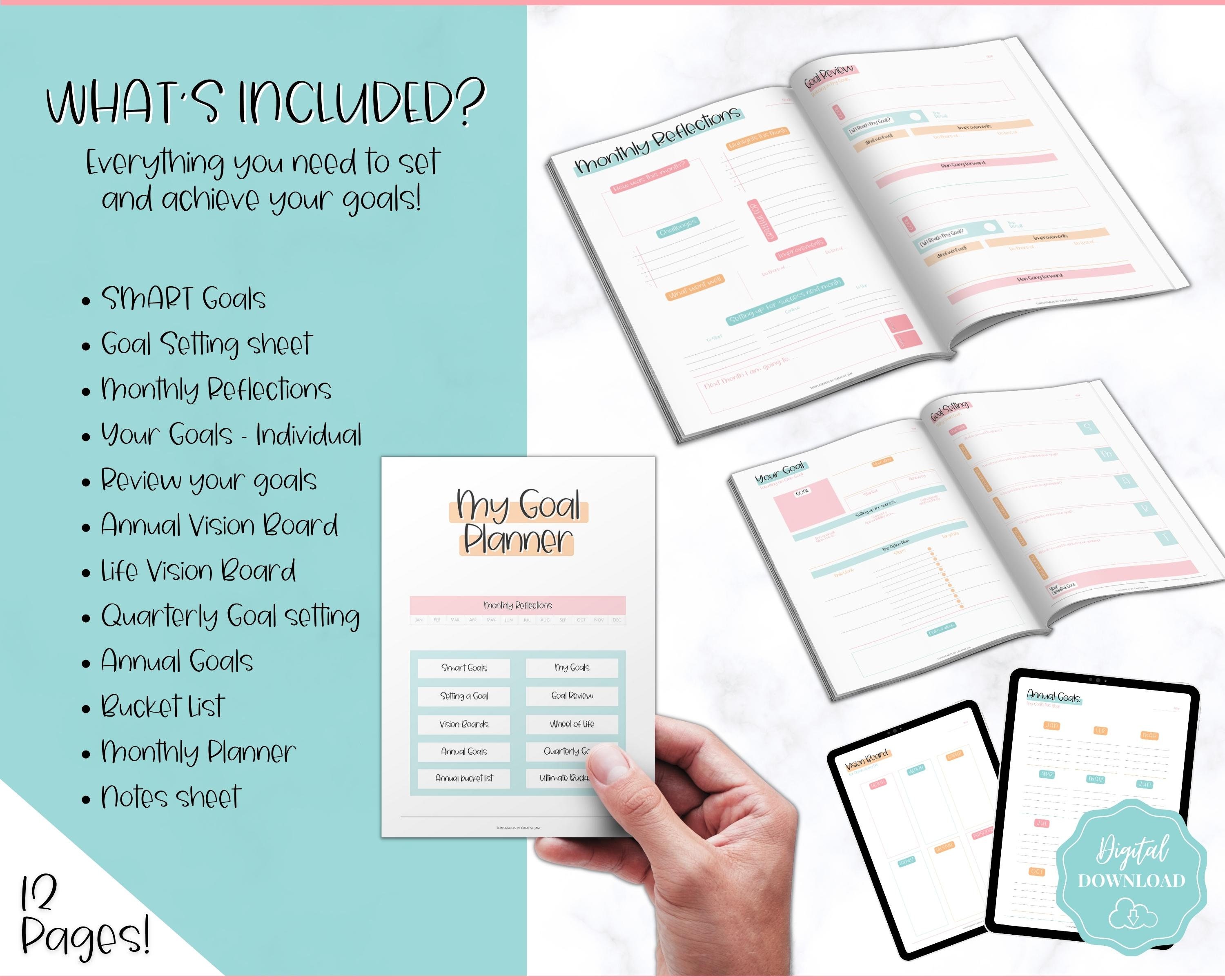 Goal Planner BUNDLE, 2024 Goals Tracker, SMART Goal Setting Kit, New ...
