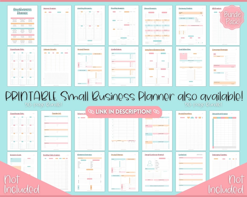 Digital Small Business Planner, Undated Trackers, Social Media, Finances, GoodNotes Digital Journal, Monthly, Weekly, Side Hustle, iPad image 10