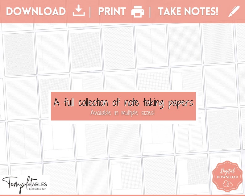 POCKET Planner Printable, Grid, Line, Dot Paper, Note-taking Templates ...