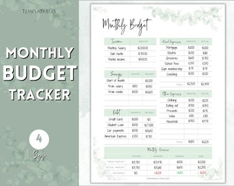SIMPLE MONTHLY Budget Planner Printable, Financial Tracker Template, Paycheck, Savings Tracker, Binder, Debt, Bill, Spending, Expense Income