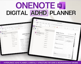 OneNote ADHD Planner, Digital Planner for Neurodivergent Adults, Brain Dump Template, To Do List, Cleaning, Daily Symptom Tracker, One Note