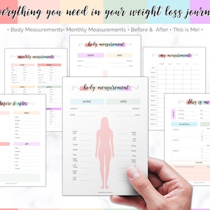 Weight Loss Journal, Weightloss Tracker, Fitness Planner Printable, Weight Loss Chart, Pounds Lost, Body Measurements, Meal Planner image 9
