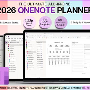 OneNote Planner, 2026 COLORFUL Digital Planner, OneNote Template, Daily, Weekly, Monthly Planning, Windows, Adhd Notebook, One Note