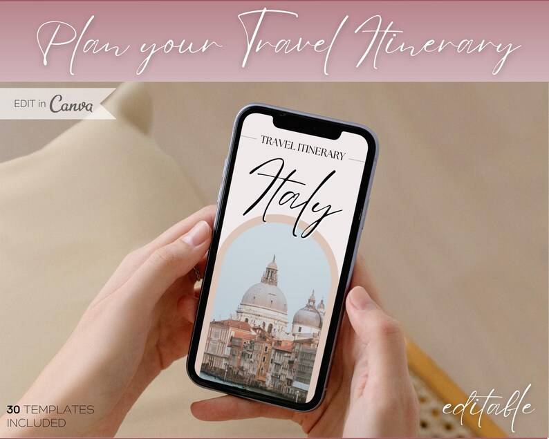 MOBILE Travel Itinerary Template, Digital Travel Guide, Weekend Trip Itinerary, Birthday, Girls trip, travel agent planner, Canva template image 10