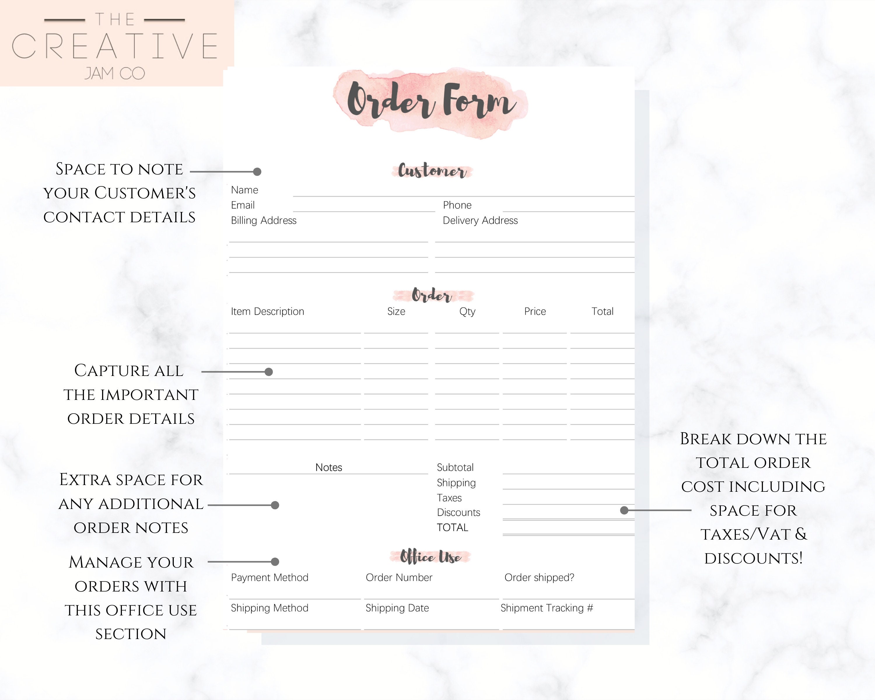 order form invoice template editable custom receipt template etsy