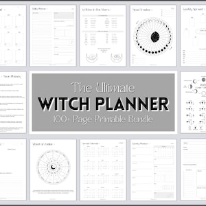 Witchy Planner, 2024 Witch Journal, Moon Calendar, Tarot Journal, Spell Book, Grimoire, Witchcraft, Witchy stuff, Goth Kit, Witchy Planner