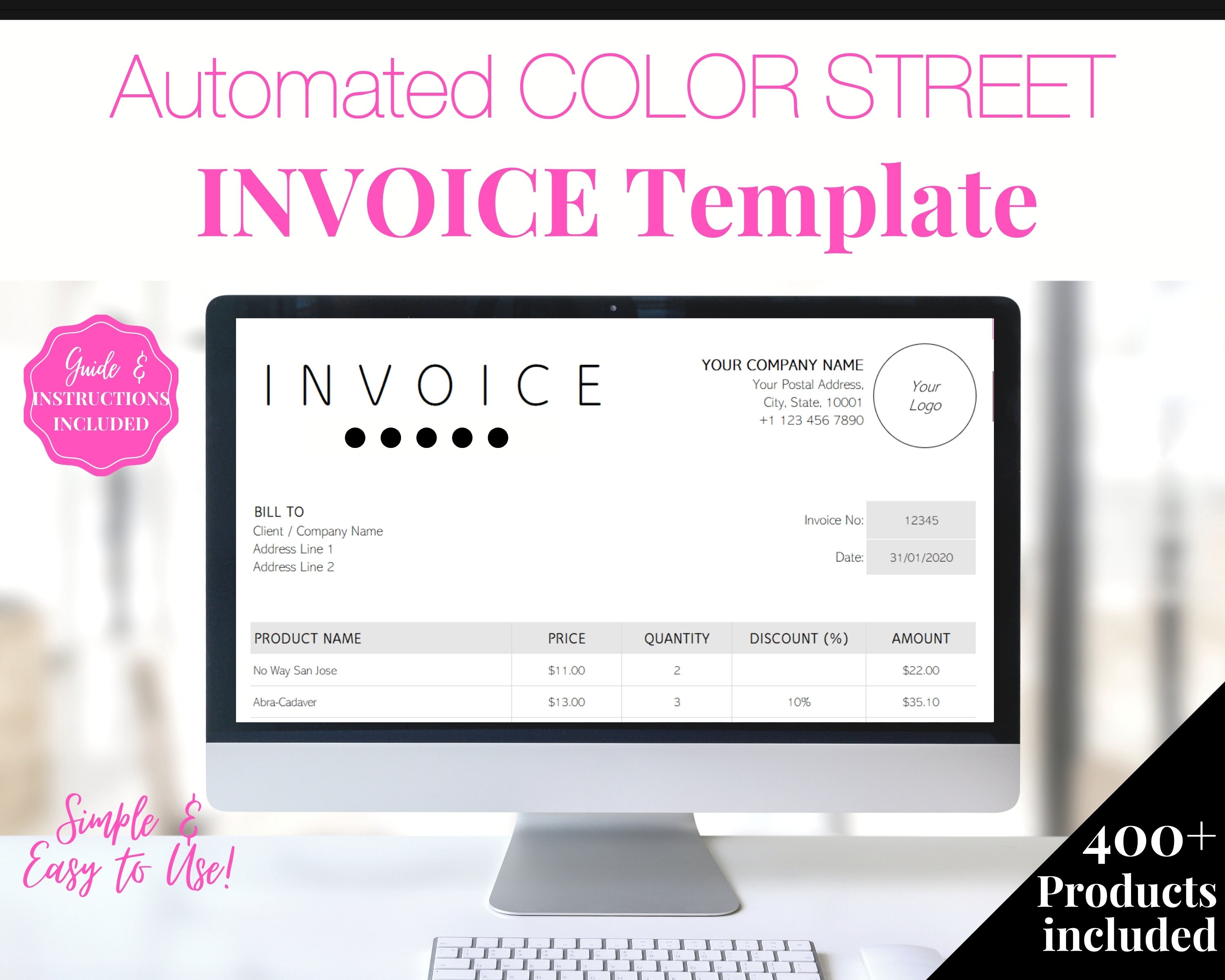color street invoice template editable custom receipt etsy