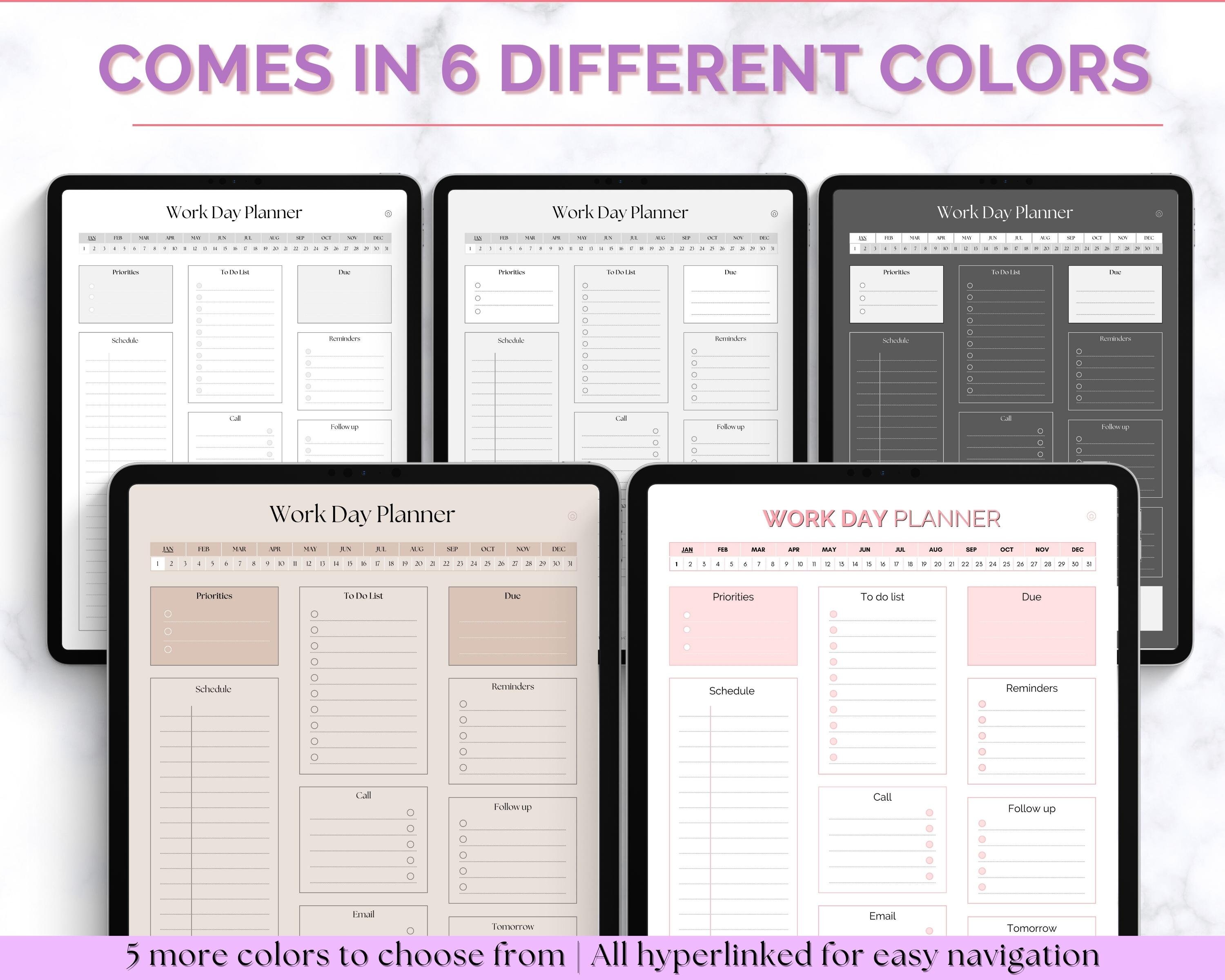 Work Routine Planner Work Planner, Digital Planner, Work Day Organizer, Daily Planner, Work ...