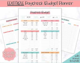 EDITABLE Paycheck Budget Planner, Budget by Paycheck Template, PDF Printable Budget Tracker, Finance Planner, Zero Based Budget Sheet Binder