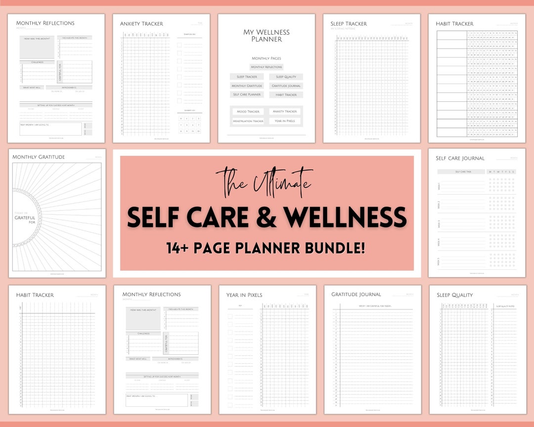 Self Care Journal & Wellness Planner BUNDLE! Printable Selfcare Tracker ...