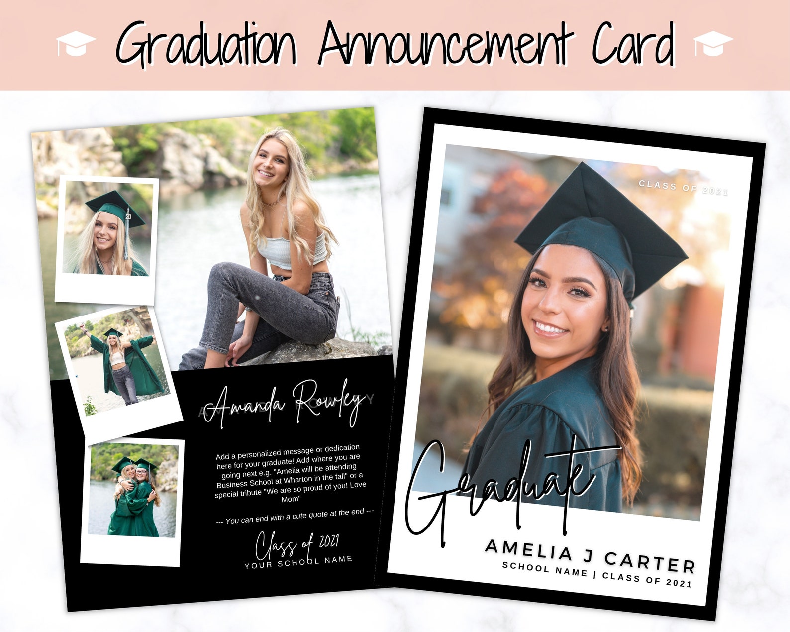 Graduation Announcement Card Template Senior & High School Etsy UK