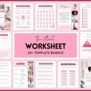 Workbook Template Bundle! Canva WORKSHEET Templates, eBook, Lead Magnet, Coaches, Opt In, Charts, Checklists, Planners, Webinar, Challenges
