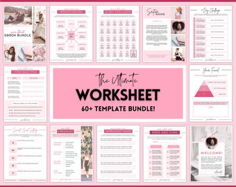 Workbook Template Bundle! Canva WORKSHEET Templates, eBook, Lead Magnet, Coaches, Opt In, Charts, Checklists, Planners, Webinar, Challenges