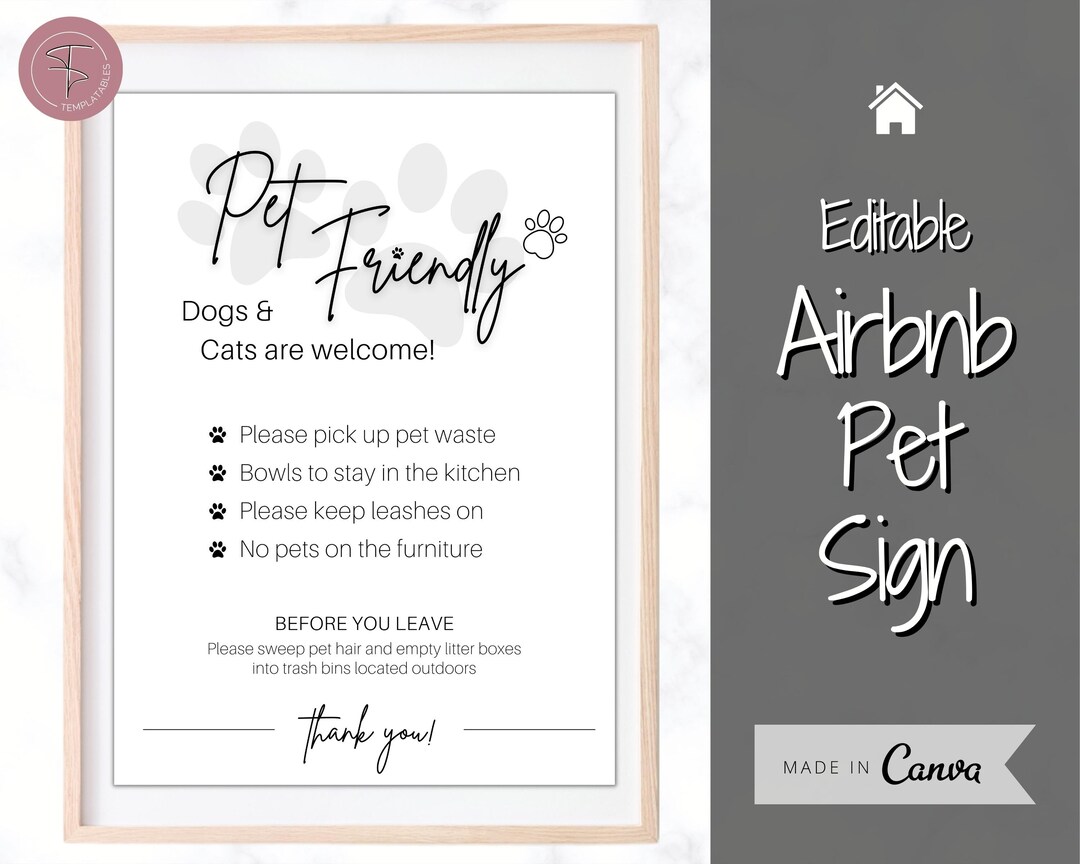Airbnb Poster PET Sign Editable Template, House Rules, Airbnb
