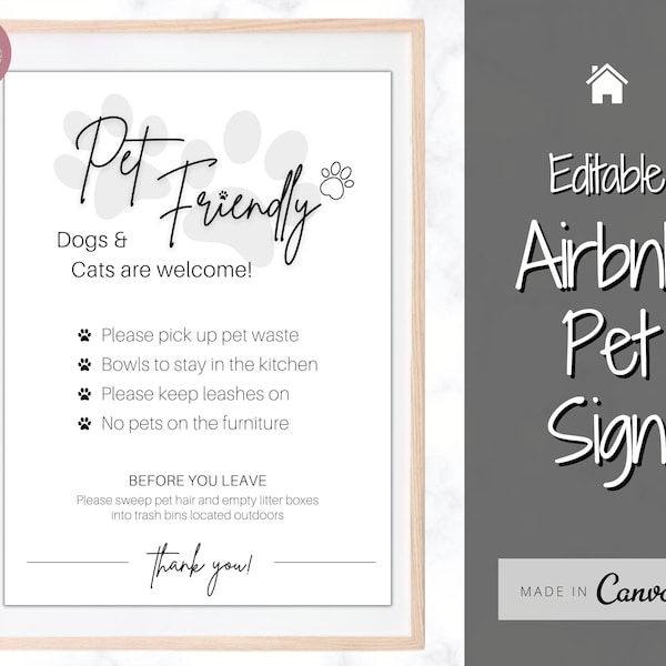 Airbnb Poster PET Sign! Editable Template, House Rules, Airbnb Welcome Book, Super Host, Vacation Rental Signage, VRBO STR Air bnb, Policy