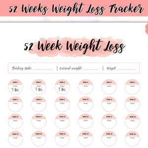 52 weken gewichtsverlies tracker, 12 maanden uitdaging, gewichtsverlies dagboek, fitness planner afdrukbaar, gewichtsverlies grafiek, ponden verloren tracker, jaar