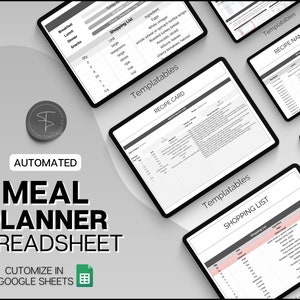 Weekly Meal Planner Spreadsheet Recipe Template AUTOMATED - Etsy