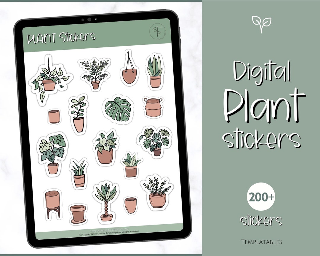 Goodnotes Stickers for PLANTS Botanical Digital Stickers, Pre Cropped