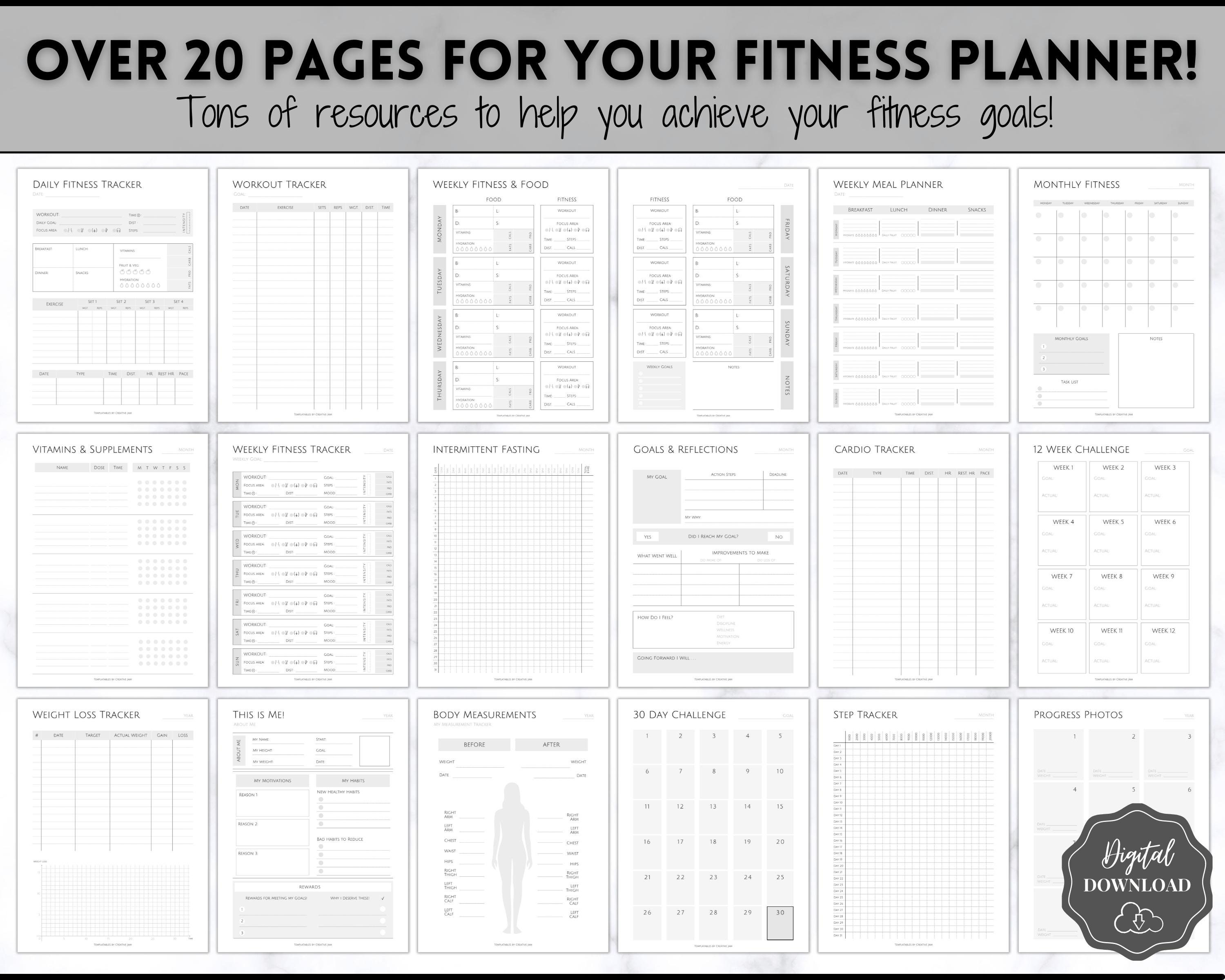 Fitness Planner, Weight Loss Tracker, BUNDLE, Workout Planner Fitness  Journal, Wellness, Health Goal, Meal Planner, Self Care, Habit Tracker 