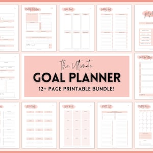 A5 Goal Planner BUNDLE, 2024 Goals Tracker, SMART Goal Setting Kit, Year, Monthly Habits Reflections, Productivity, Vision Board Printables