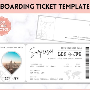 EDITABLE Boarding Ticket Template, Surprise Boarding Pass, Plane Ticket Vacation, Airline, Trip, Flight Gift, Holiday Destination, Fake, Mom image 7