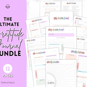 Printable Gratitude Journal BUNDLE! Mindfulness Log, Gratitude Template, Self Care Planner, Daily Journal for Women, Gratitude Jar, Wellness