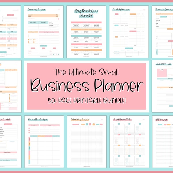 Business Planner Printable BUNDLE, Small Business Planner, Side Hustle, Business Trackers, Social Media, Finances, Content, Order, Etsy Shop