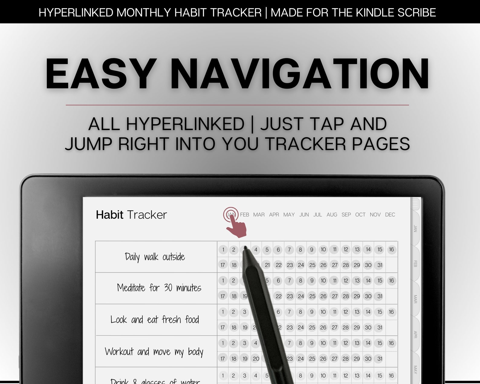 Kindle Scribe Digital Habit Tracker, Digital Planner, Daily, Monthly ...
