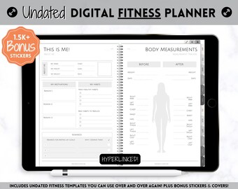 UNDATED Digital Fitness planner, GoodNotes Fitness Planner, Fitness Journal, Weight Loss Tracker, iPad Workout Planner, Wellness Template