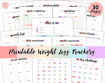 Weight Loss Journal, Weightloss Tracker, Fitness Planner Printable, Weight Loss Chart, Pounds Lost, Body Measurements, Meal Planner