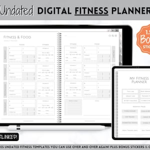 Digital FITNESS planner, GoodNotes Fitness Planner, Fitness Journal, Weight Loss Tracker, UNDATED iPad Workout Planner, Wellness Template
