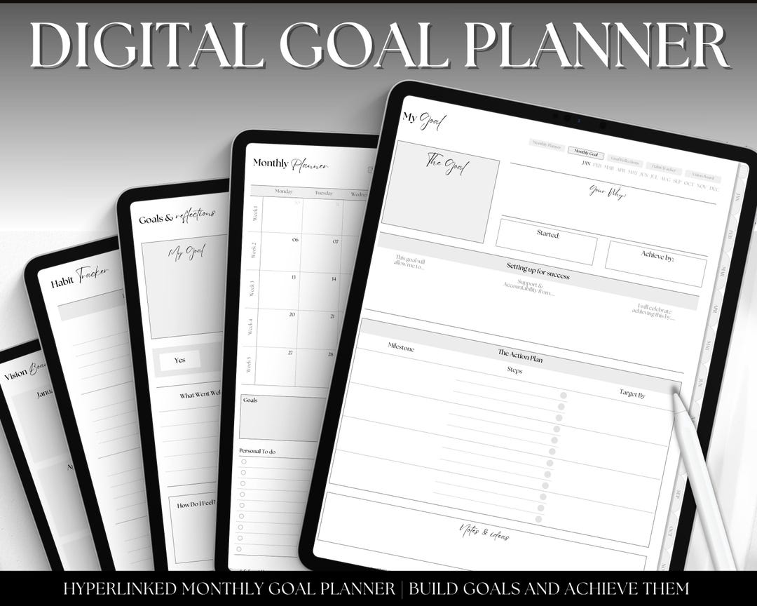 Digital GOAL Planner, Undated Goodnotes Digital Planner , Goals Tracker ...
