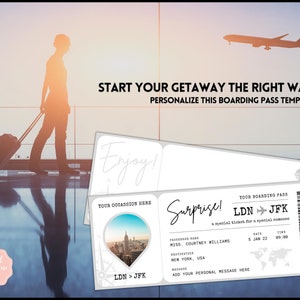 EDITABLE Boarding Ticket Template, Surprise Boarding Pass, Plane Ticket Vacation, Airline, Trip, Flight Gift, Holiday Destination, Fake, Mom image 5