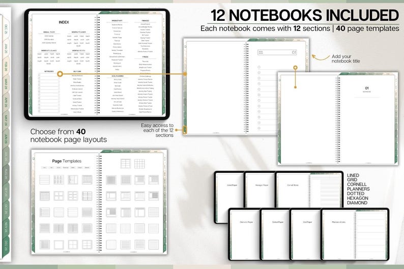 2026 Digital Daily Planner for Goodnotes in Matcha Green Theme - Etsy