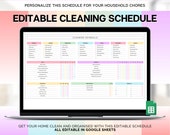 EDITABLE Cleaning Schedule Spreadsheet, Cleaning Planner, Cleaning Checklist, Weekly House Chores, Adhd Cleaning Clean Home, Household