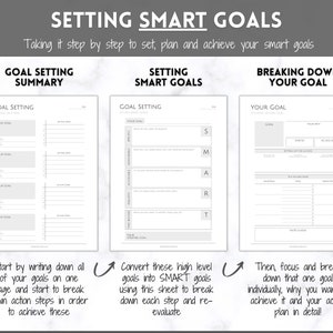 Doelplanner BUNDEL, 2024 Doelen Tracker, SMART Goal Setting Kit, Nieuwjaar, Maandelijkse gewoonten Reflecties, Productiviteit, Vision Board Printables afbeelding 4