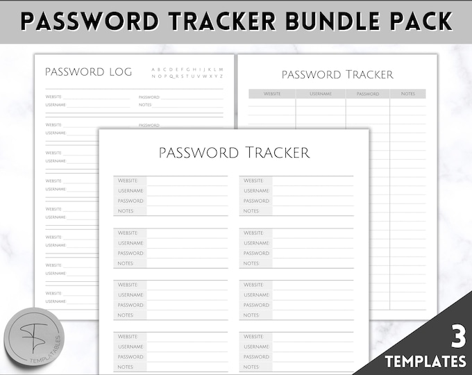 EDITABLE Password Book Tracker, Password Tracker Printable Template ...