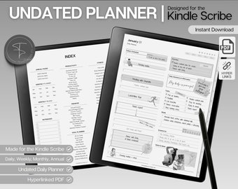 UNDATED Daily Planner, Templates for Kindle Scribe, Weekly, Monthly Planner, Undated Planner, Kindle Planner, Digital Journal, Hyperlinked