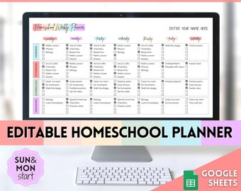 Weekly Lesson Plan Template, EDITABLE Lesson Planner Spreadsheet, Homeschool Teacher, Academic Schedule, Simple Lesson Plan, Google Sheets