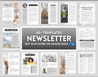 EDITABLE Newsletter Template, 45+ templates, Real Estate, Realtor, Monthly Newspaper, Relief Society, Brochure, Nonprofit, WORD, GOOGLE Docs