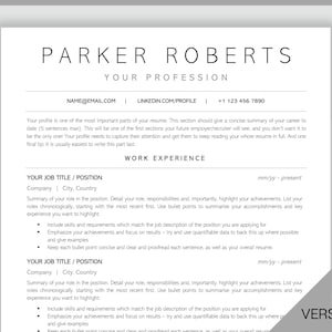 Modelo de currículo de 2 páginas Word. Modelo de CV Profissional, Design de CV, Modelo de Currículo Executivo, Curriculum Vitae Limpo, Minimalista, ATS, Grátis