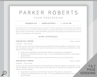 2 Page Resume Template Word. CV Template Professional, CV Design, Executive Resume Template, Clean Curriculum Vitae, Minimalist, ATS, Free