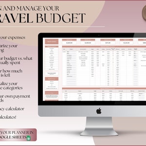 Pu&ograve; includere: Uno schermo di computer che mostra un foglio di calcolo con il titolo "Budget di viaggio". Il foglio di calcolo &egrave; diviso in colonne per il budget, la spesa e la differenza. Il foglio di calcolo &egrave; progettato per aiutare gli utenti a tenere traccia delle loro spese di viaggio e rimanere entro il loro budget.