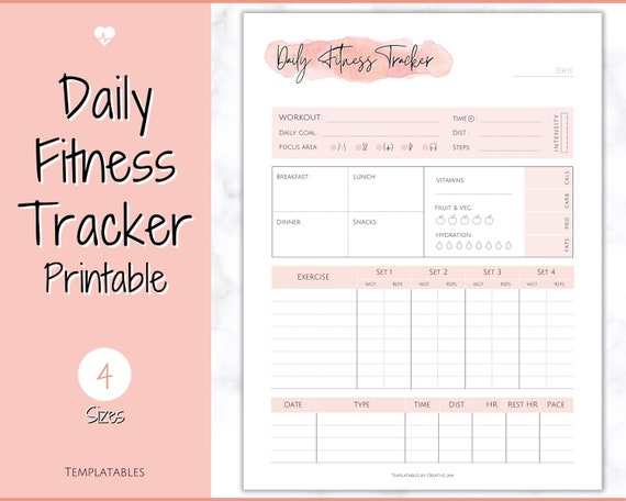 Pink Fitness Journal Workout Book - Fitness Planner - Daily Log