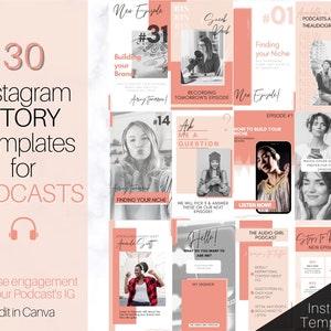 Instagram Story Templates. Podcast Instagram Stories, Canva Template Pack. Podcast Template, Podcasters Podcasting, Social Media Bundle Post