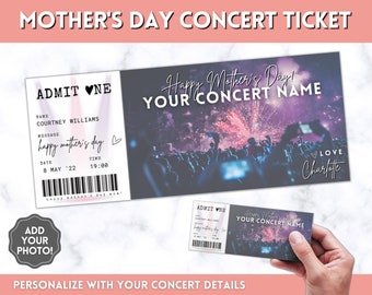 MOTHERS DAY Concert Ticket Template, EDITABLE Surprise Getaway gift, Invitation, Last minute Mom Mother's, Diy Musical Event, Theatre Show